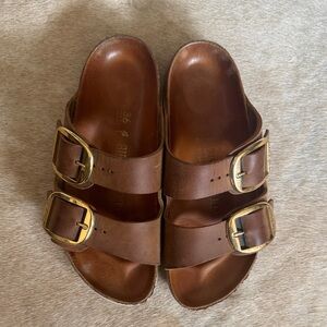 Birkenstock Arizona Big Buckle - Tan/Gold Buckles
